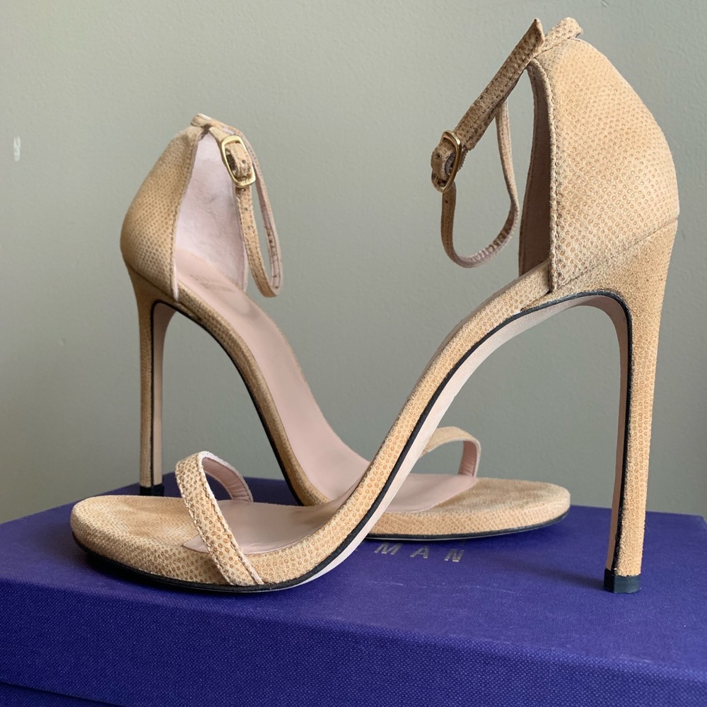 Stuart Weitzman Nudist Sandal Tan Beige Sz 9